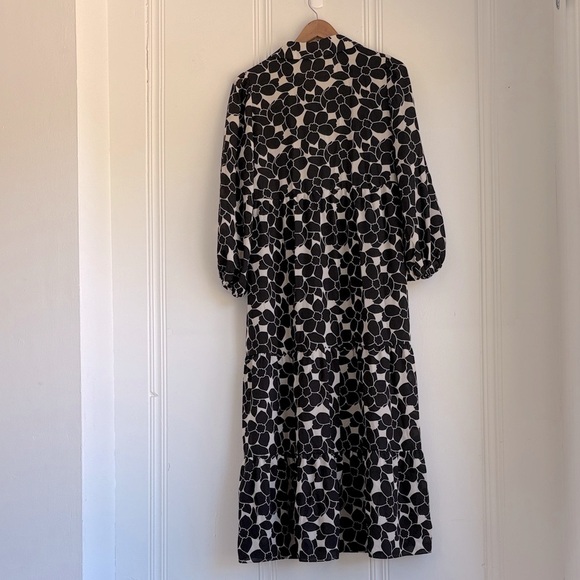 Max Studio Black and Cream Floral Patterned Long Sleeve Dress - Picture 5 of 5